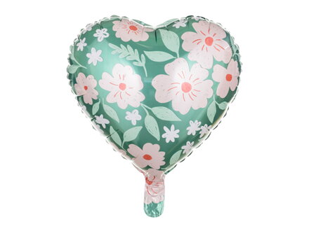 Fóliový balón Srdce s kvetmi 45 cm