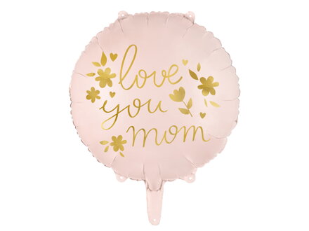 Fóliový balón Love you mom, 45 cm, ružový