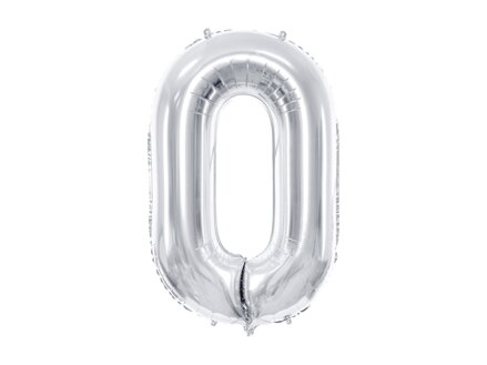 Fóliový balón Číslo 0, 86 cm, strieborný