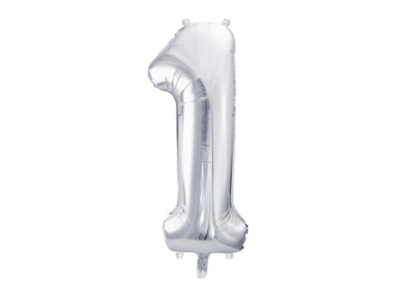 Fóliový balón Číslo 1, 86 cm, strieborný