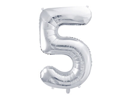 Fóliový balón Číslo 5, 86 cm, strieborný