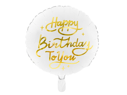 Fóliový balón Happy Birthday To You, 35 cm, biely