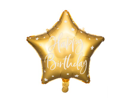 Fóliový balón Happy Birthday, 40 cm, zlatý