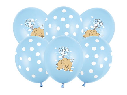 Balóny 30 cm, Slon, pastelová modrá 6 ks