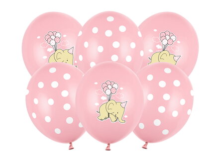 Balóny 30 cm, Slon, pastelová ružová 6 ks