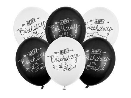 Balóny 30 cm, Happy Birthday, pastelové 6 ks