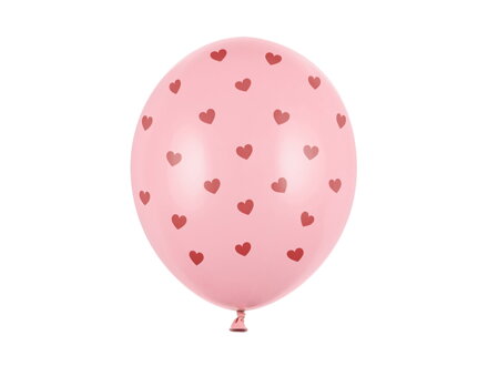 Balóny 30 cm, Srdce, pastelové ružové 6 ks