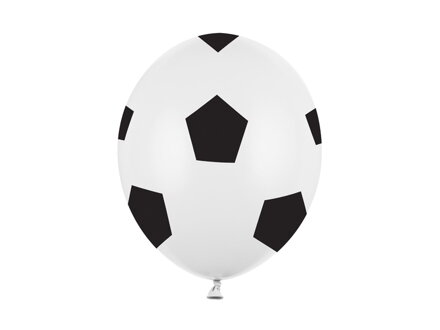 Balóny 30 cm, Futbal, biele 6 ks