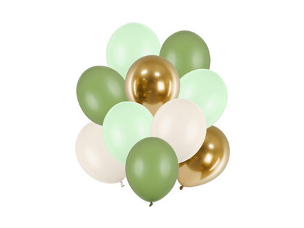 Sada latexových balónov, zelenozlaté 10 ks