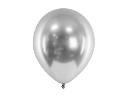 Balóny lesklé 30 cm, strieborné 10 ks