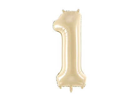 Fóliový balón číslo ''1'', 72 cm, béžový