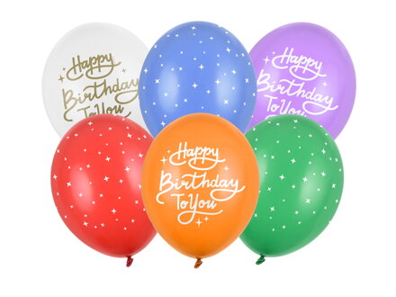 Balóny 30 cm, Happy Birthday To You, mix 6 ks