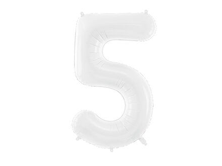 Fóliový balón Číslo ''5'', 86 cm, biely