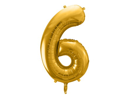 Fóliový balón Číslo ''6'', 86 cm, zlatý