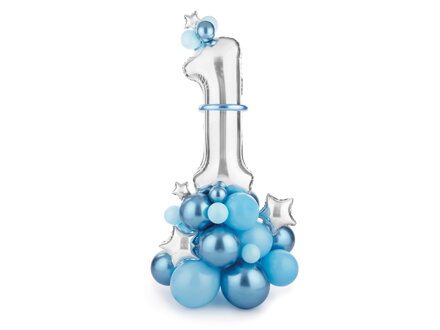 Balónová kytica Číslo ''1'', modrá, 90x140cm