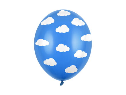 Balóny 30 cm, Oblaky, pastelová tmavomodrá: 6 ks
