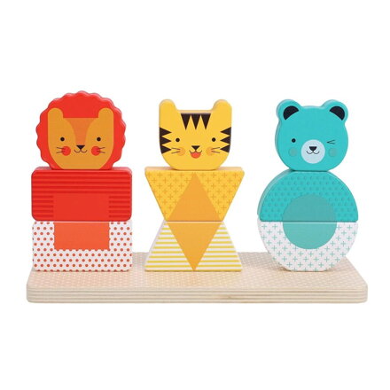Drevené skladacie puzzle lev, tiger a medveď