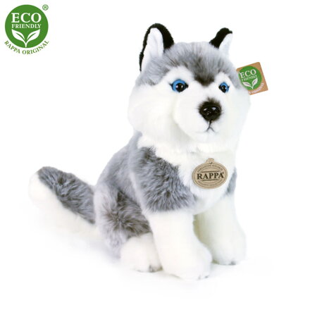 Plyšový pes Husky sediaci 30 cm ECO-FRIENDLY