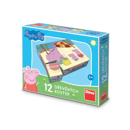 Dino Drevené kocky Peppa Pig 12 ks