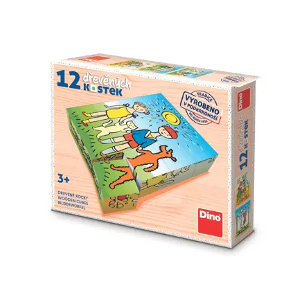 Dino Drevené kocky Psík a mačička 12 ks