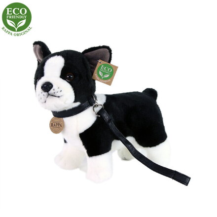 Plyšový pes francúzsky buldoček s vodítkom stojaci 23 cm ECO-FRIENDLY