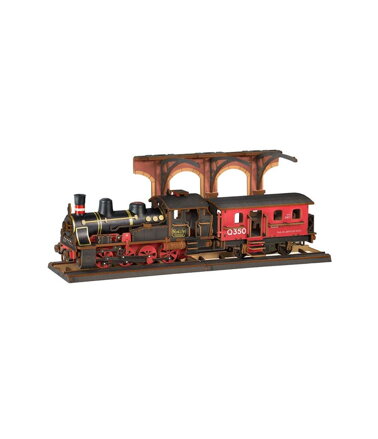 RoboTime 3D drevené puzzle Vintage parná lokomotíva