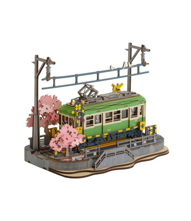 RoboTime 3D drevené puzzle Električka so sakurami