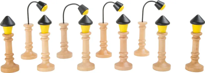 Small Foot Drevené pouličné lampy k vláčikodráhe – sada 12 ks