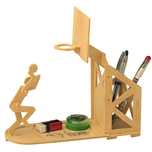 Woodcraft Drevené 3D puzzle stojan na perá Basketbal S004