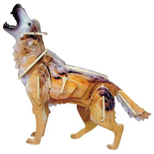 Woodcraft Drevené 3D puzzle Vlk farebný MC024 Woodcraft Drevené 3D puzzle Vlk farebný MC024