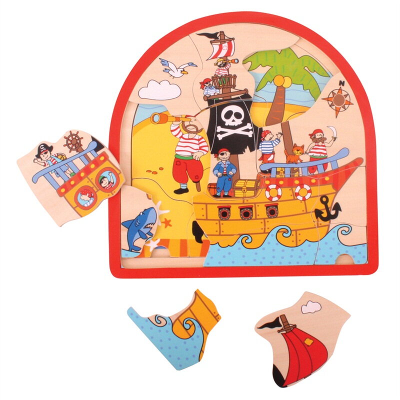 Bigjigs Toys Drevené viacvrstvové puzzle Pirátska loď Bigjigs Toys Drevené viacvrstvové puzzle Pirátska loď