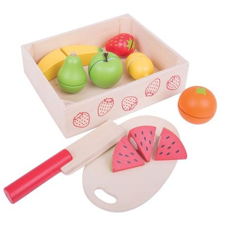 Bigjigs Toys Drevené potraviny v krabičke - Krájanie ovocia