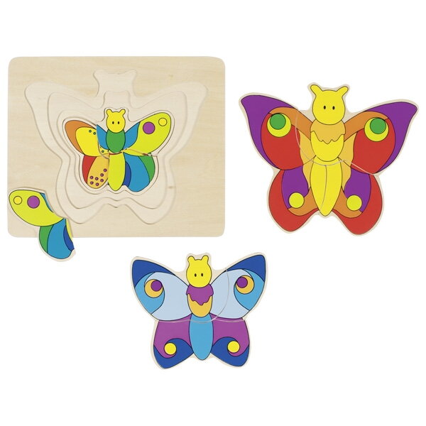 Goki drevené viacvrstvové puzzle Motýľ