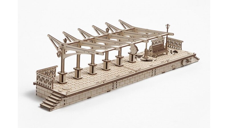 Ugears 3D mechanické puzzle - Nástupište 196 ks Ugears 3D mechanické puzzle - Nástupište 196 ks