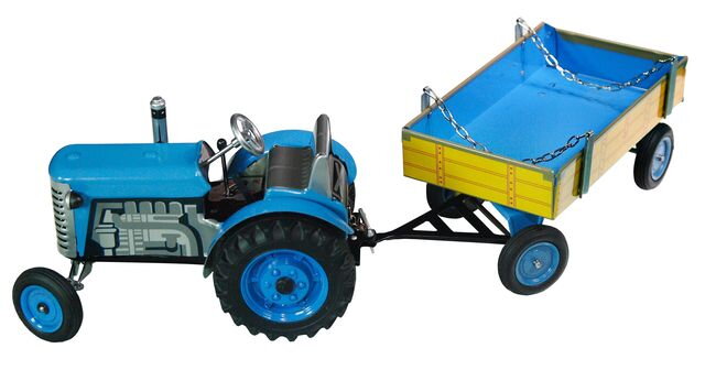 Kovap Traktor Zetor s prívesom modrý