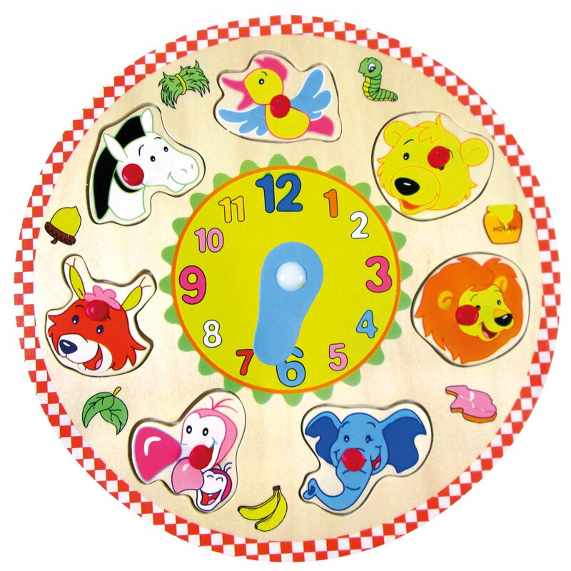 Bino Drevené vkladacie puzzle Hodiny