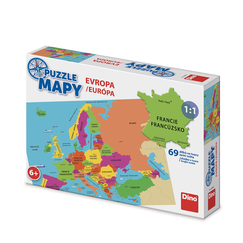 Dino Puzzle mapy Európa 69 ks Dino Puzzle mapy Európa 69 ks