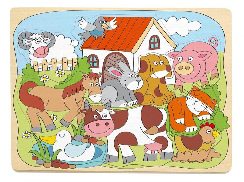 Woody Puzzle na doske Veselé domáce zvieratká Woody Puzzle na doske Veselé domáce zvieratká