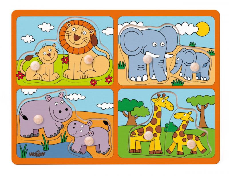 Woody Puzzle pre najmenších s úchytkami Safari zvieratká Woody Puzzle pre najmenších s úchytkami Safari zvieratká