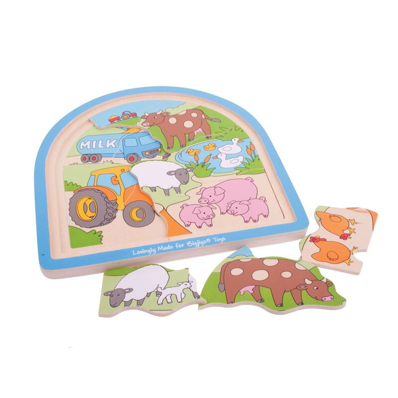 Bigjigs Toys Drevené viacvrstvové puzzle Farma Bigjigs Toys Drevené viacvrstvové puzzle Farma