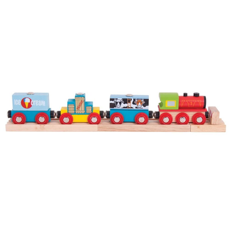 Bigjigs Rail Drevené vláčiky - Nákladný vlak s tovarom Bigjigs Rail Drevené vláčiky - Nákladný vlak s tovarom