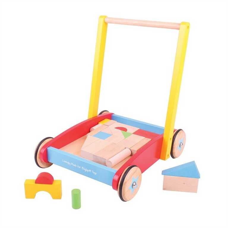 Bigjigs Toys Chodítko - Kocky vo vozíku Bigjigs Toys Chodítko - Kocky vo vozíku
