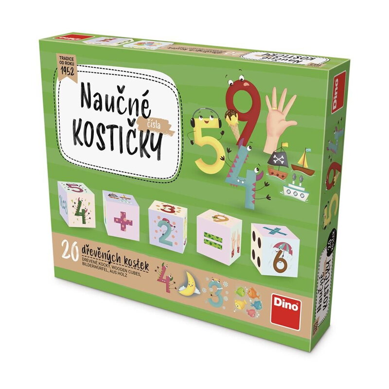 Dino Drevené kocky Čísla 20 ks Dino Drevené kocky Čísla 20 ks