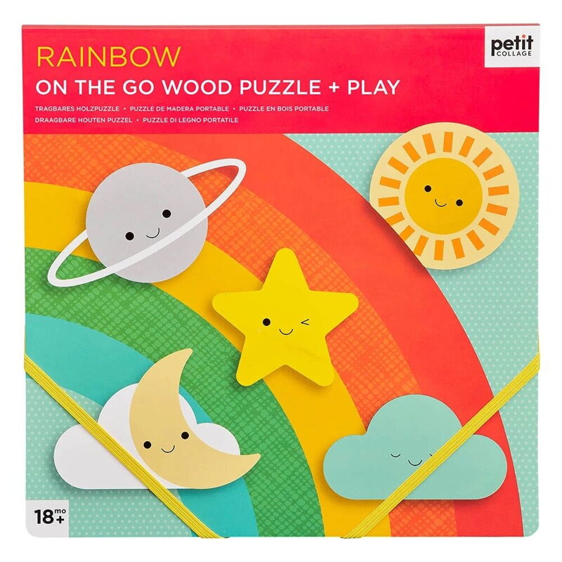 Petitcollage Robustné drevené puzzle Rainbow