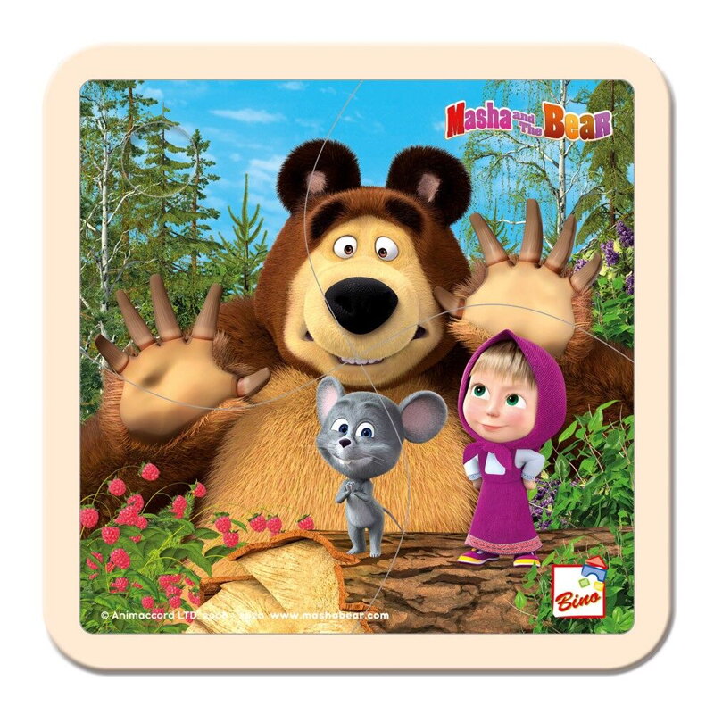 Bino Máša a Medveď Puzzle s myškou 15x15 cm Bino Máša a Medveď Puzzle s myškou 15x15 cm