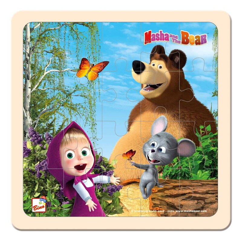 Bino Máša a Medveď Puzzle s myškou 20x20 cm Bino Máša a Medveď Puzzle s myškou 20x20 cm