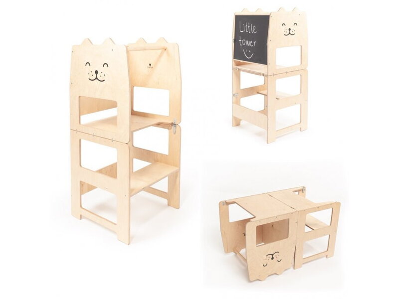 Montessori Multifunkčná učiaca veža Mačka, prírodná Montessori Multifunkčná učiaca veža Mačka, prírodná