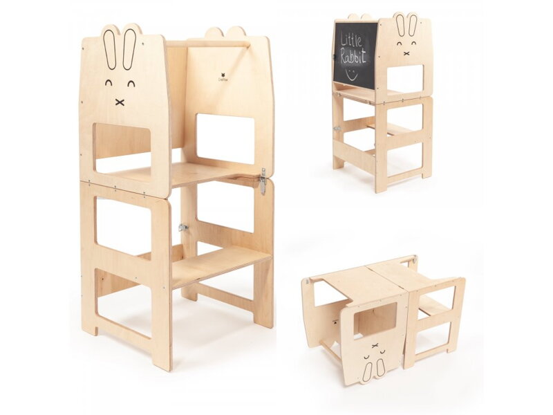 Montessori Multifunkčná učiaca veža Králik, prírodná Montessori Multifunkčná učiaca veža Králik, prírodná