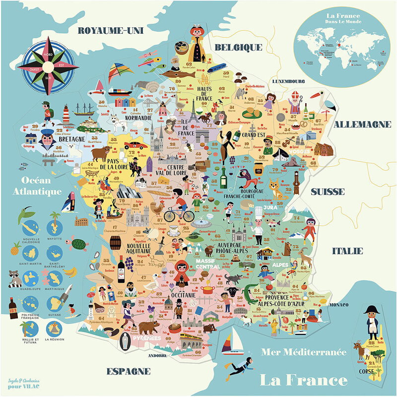 Vilac Magnetická mapa Francúzska Vilac Magnetická mapa Francúzska