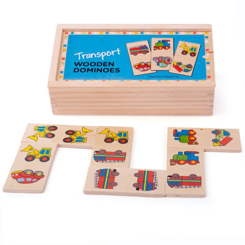 Bigjigs Toys Drevené domino - Dopravné prostriedky